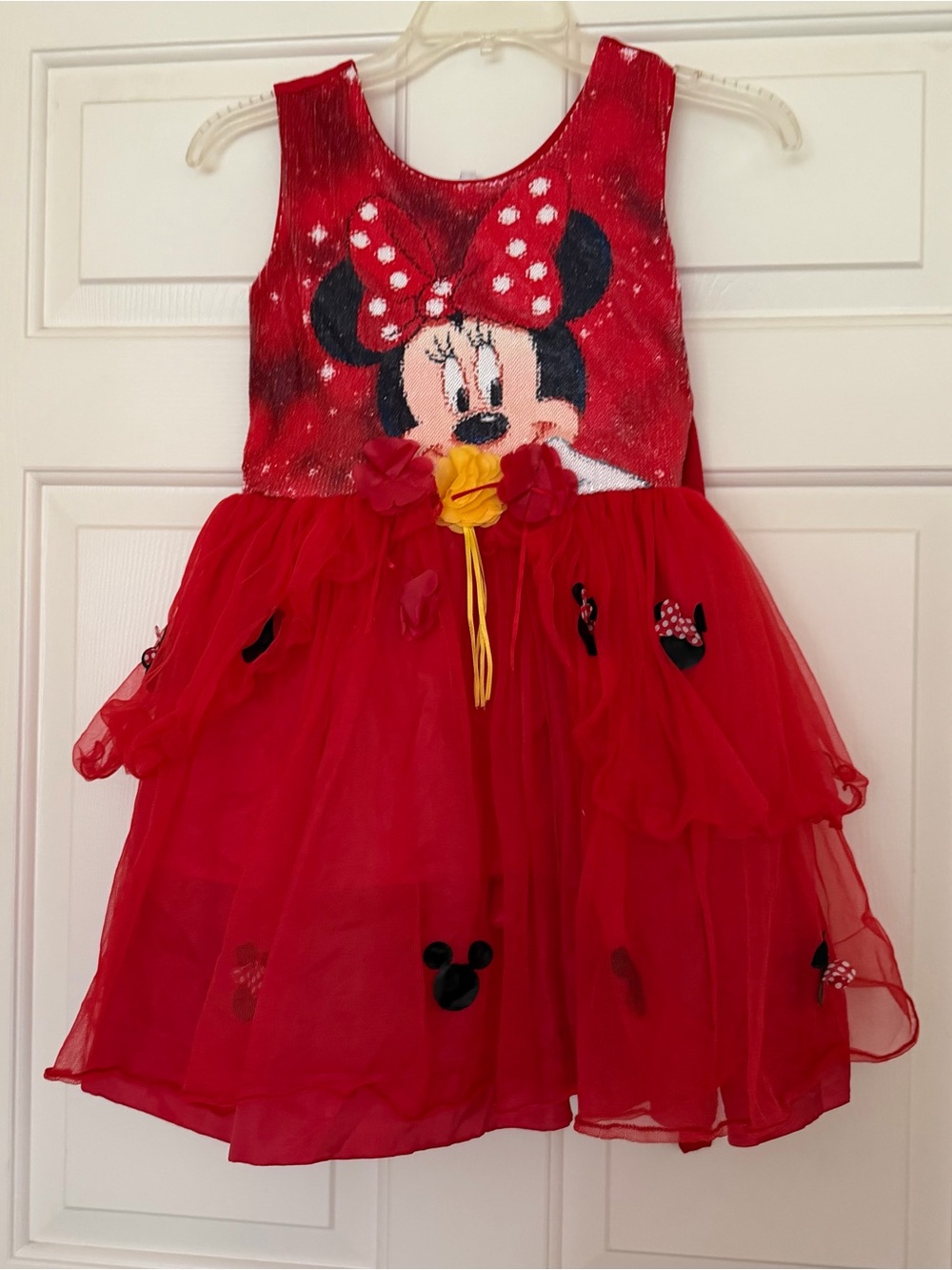 Disney Minnie Mouse Red Tulle Kids Costume Dress Up Girls Gown 5 6 7